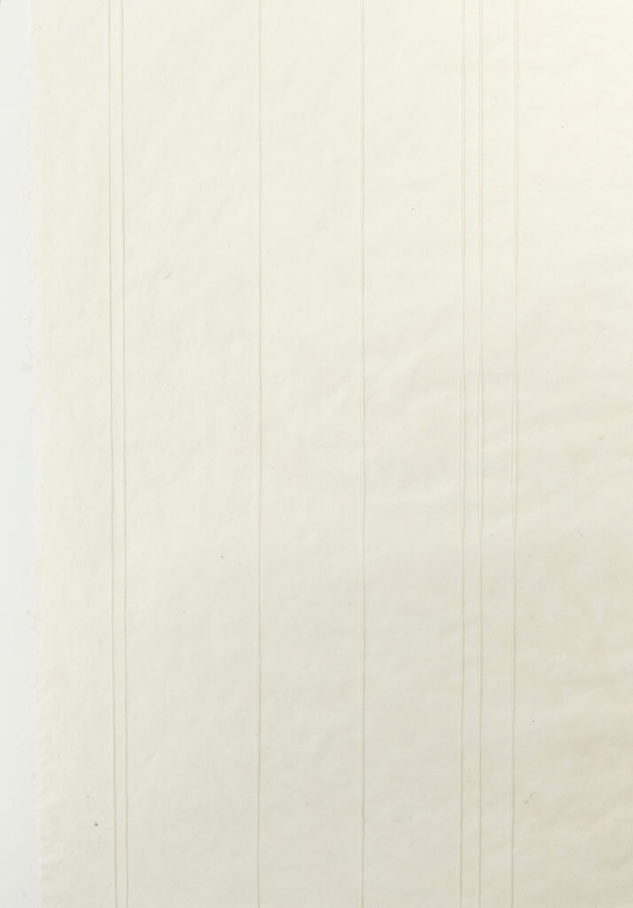 Miriam Salamander, thread lines on handmade white paper